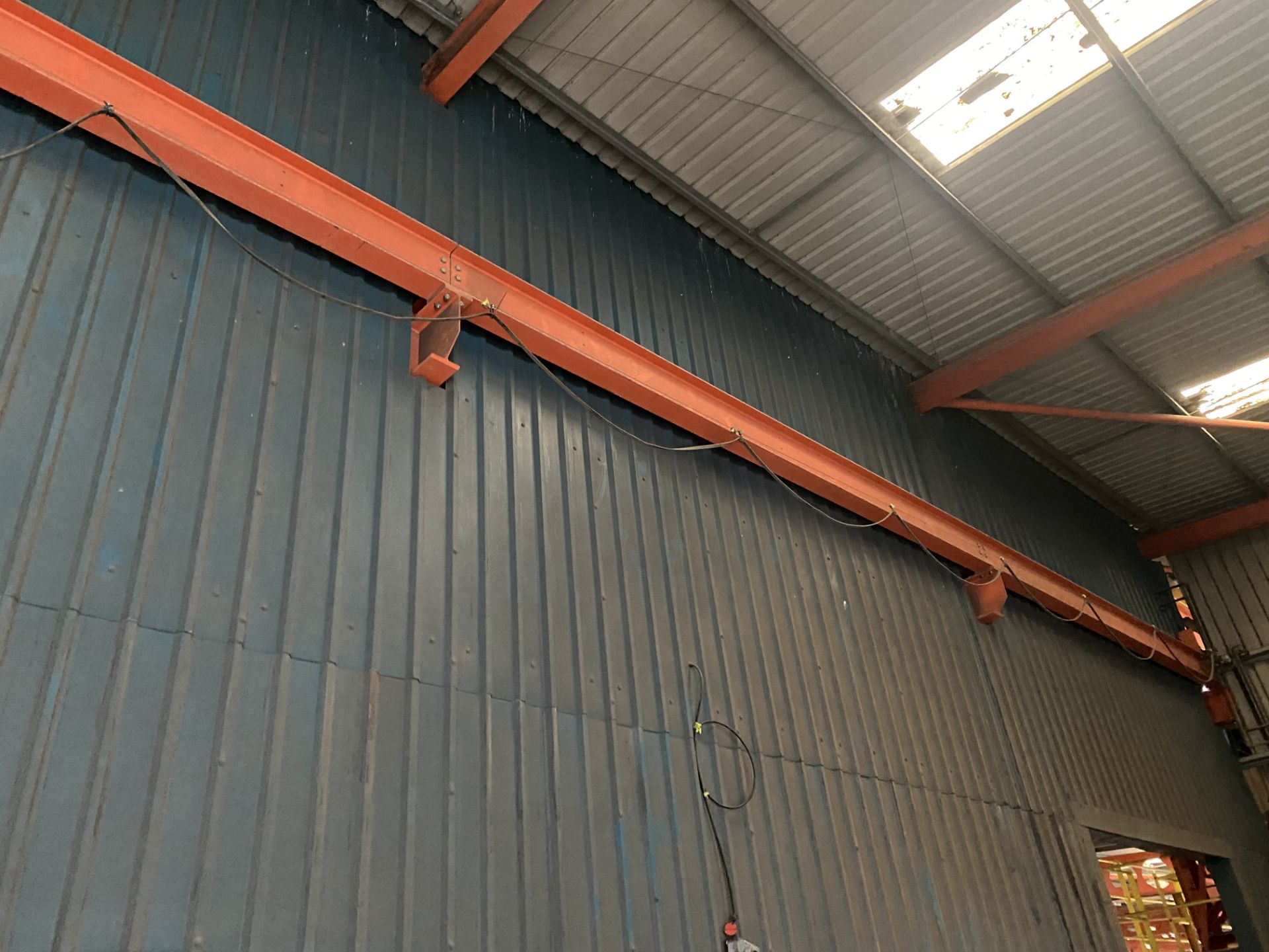 6T SWL DOUBLE GIRDER TRAVELLING OVERHEAD CRANE, approx. 7.4m span, with Demag wire rope hoist, - Image 8 of 9