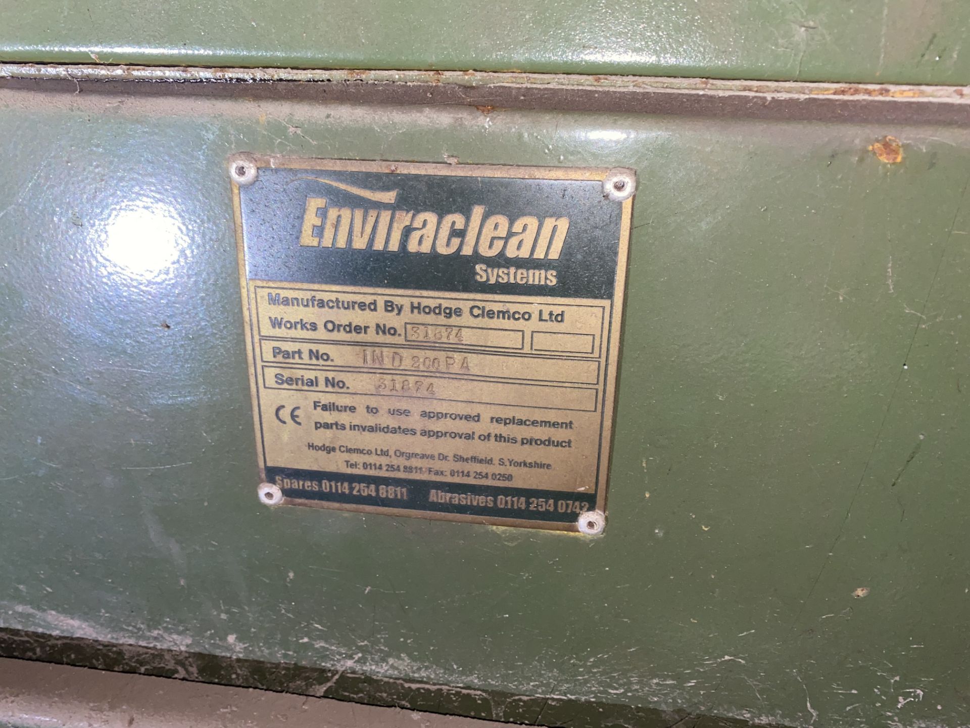 Hodge Clemco Enviraclean Model 2040 Shot Blast/ Collection Unit, serial no. 8033, with two dust - Image 8 of 10