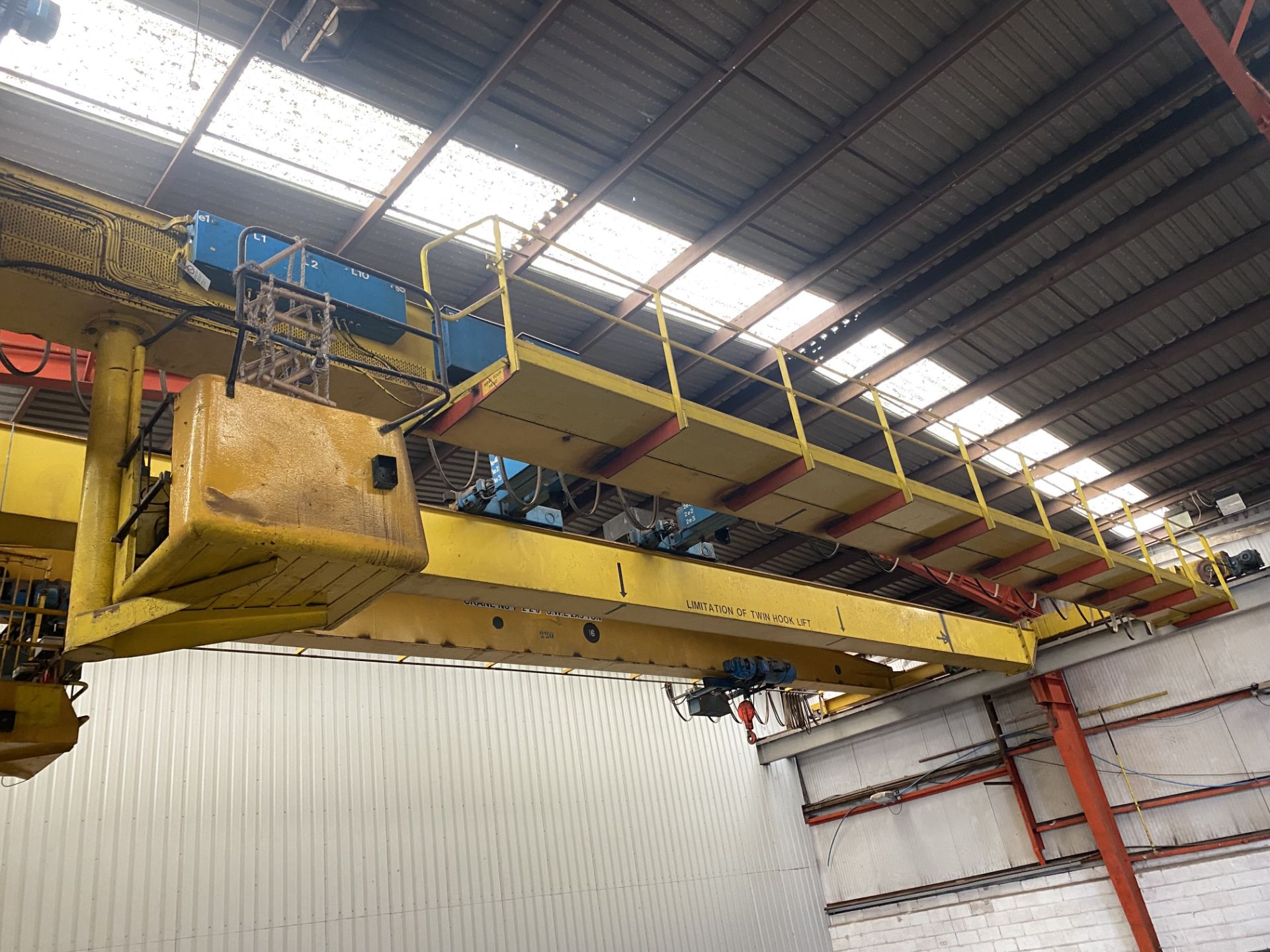 2 X 5T SWL TWIN GIRDER TRAVELLING OVERHEAD CRANE, no. 1787-76, (incomplete – no carriages or