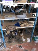 Contents of One Bay to One Side of Rack, including circular wire brushes and grinding wheelsPlease