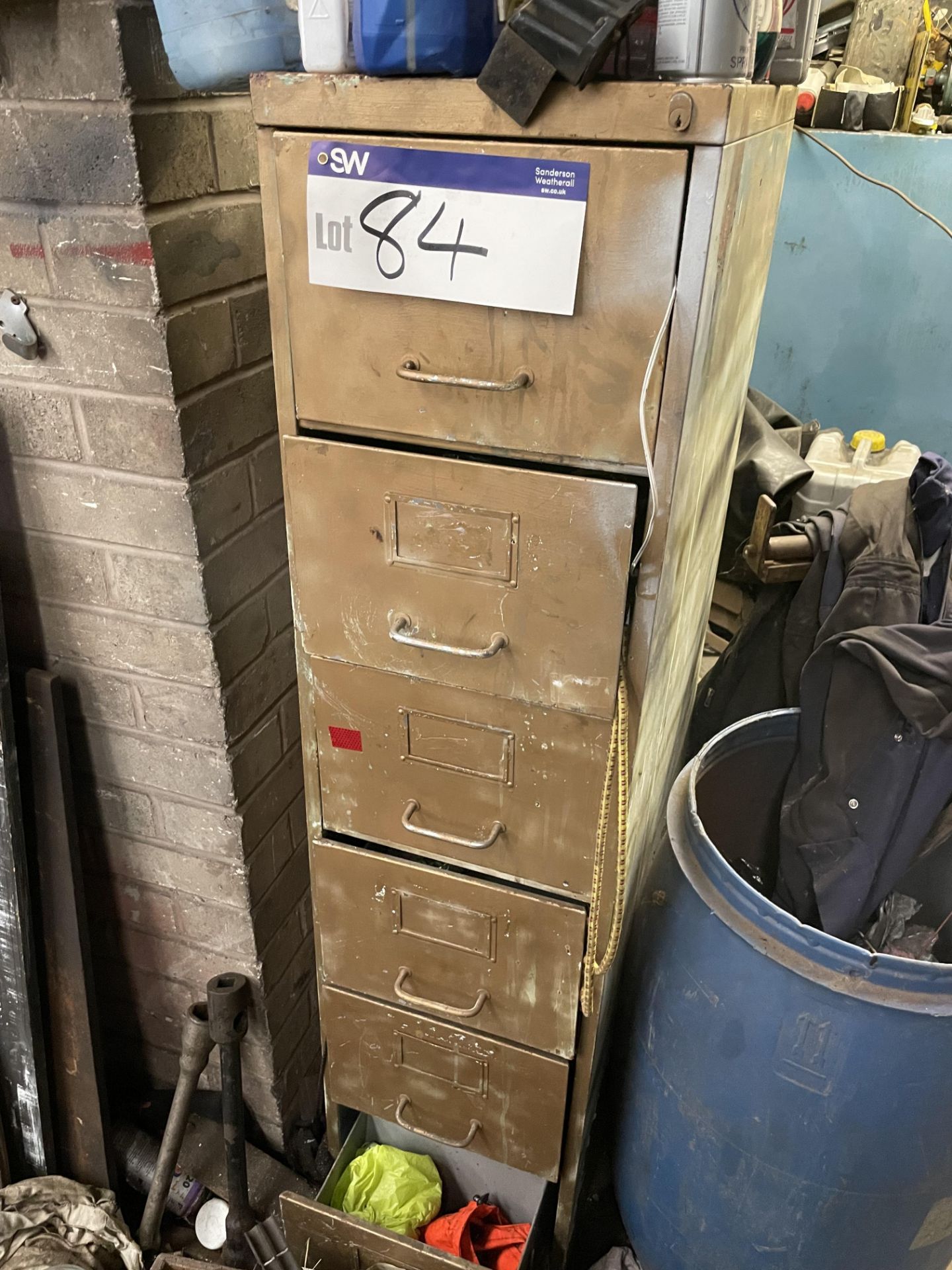 Six Drawer Steel Filing Cabinet, with contents (this lot is subject to 15% buyer's premium)Please