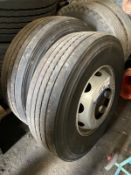 Two Bridgestone 315 70 Steer Tyres, 156 load rating, on rims, unused (this lot is subject to 15%