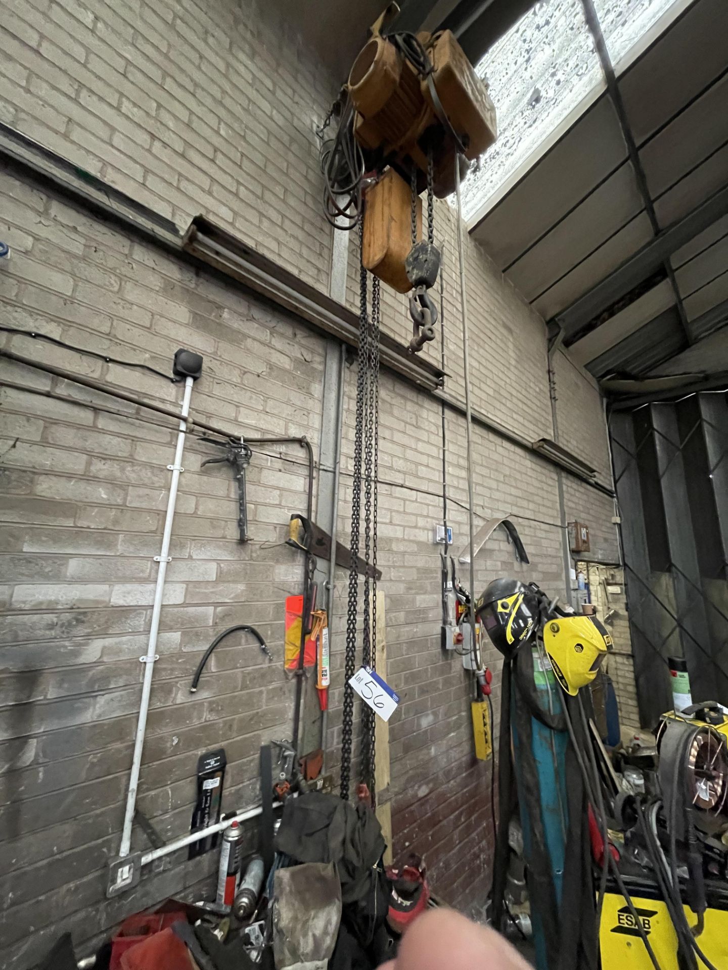 Electric Chain Hoist & Chain Block, with pendant control, as set out on girder (this lot is