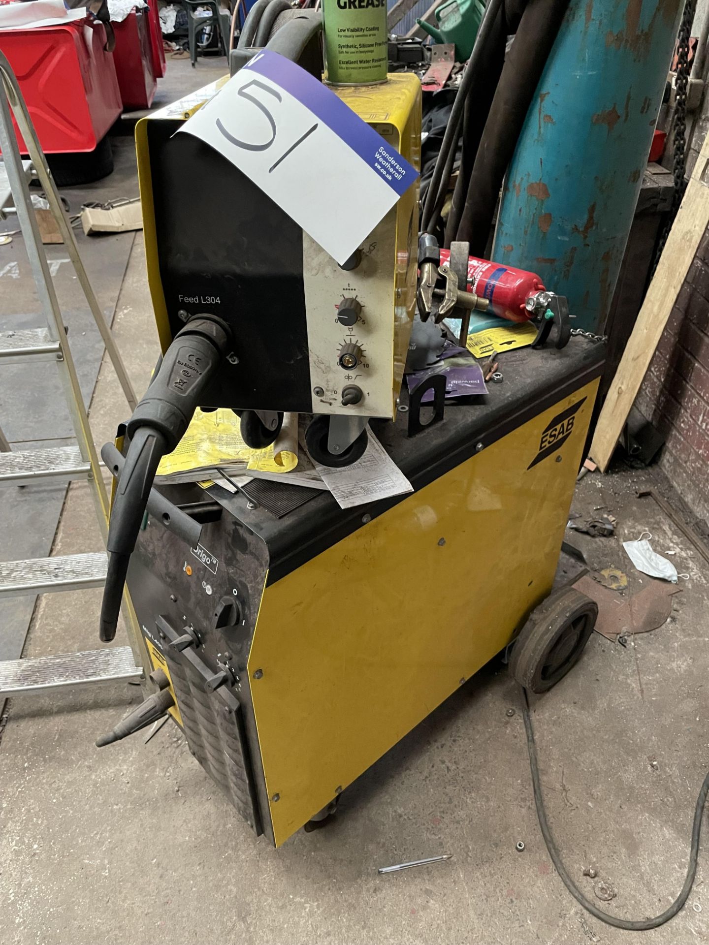 Esab Origo MIG L405 Mig Welder, serial no. 331-530-0523, with Esab Feed L304 wire feed unit and - Image 2 of 3