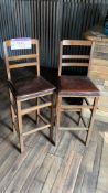 Two Wood Framed Leather Effect Upholstered Bar Chairs (this lot is subject to 15% buyer's premium)