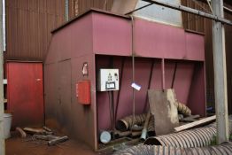 Paint Fume Extraction Unit, comprising welded steel enclosure, approx. 4.5m x 3.5m x 3m high,
