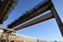 NEI 15 ton SWL RAIL MOUNTED TWIN GIRDER OVERHEAD GANTRY CRANE, maker no. 53012, with Boxmag Rapid