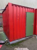 Steel Framed Toilet Block, with two single door personnel lockers, approx. 3m x 2.4m x 2.65m