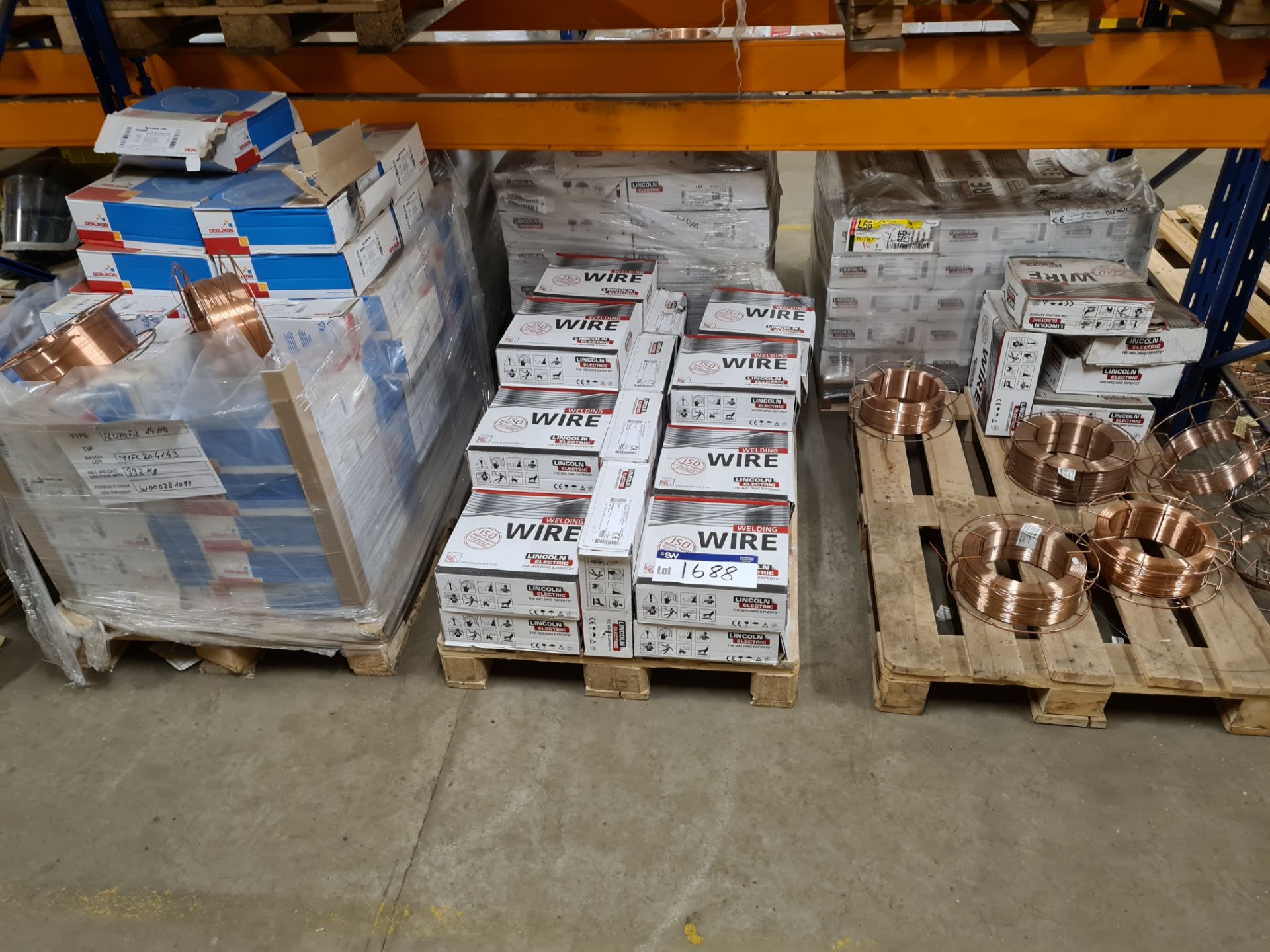 Quantity of Lincoln Electric OuterShield 500CT-H 1.2mm Welding Wire, as set out on two palletsPlease