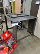 Two Steel Fabricated Work Tables, approx. 1.2m x 1.2m x 1.1m and 1.5m x 0.9m x 0.8m with Record 6in.