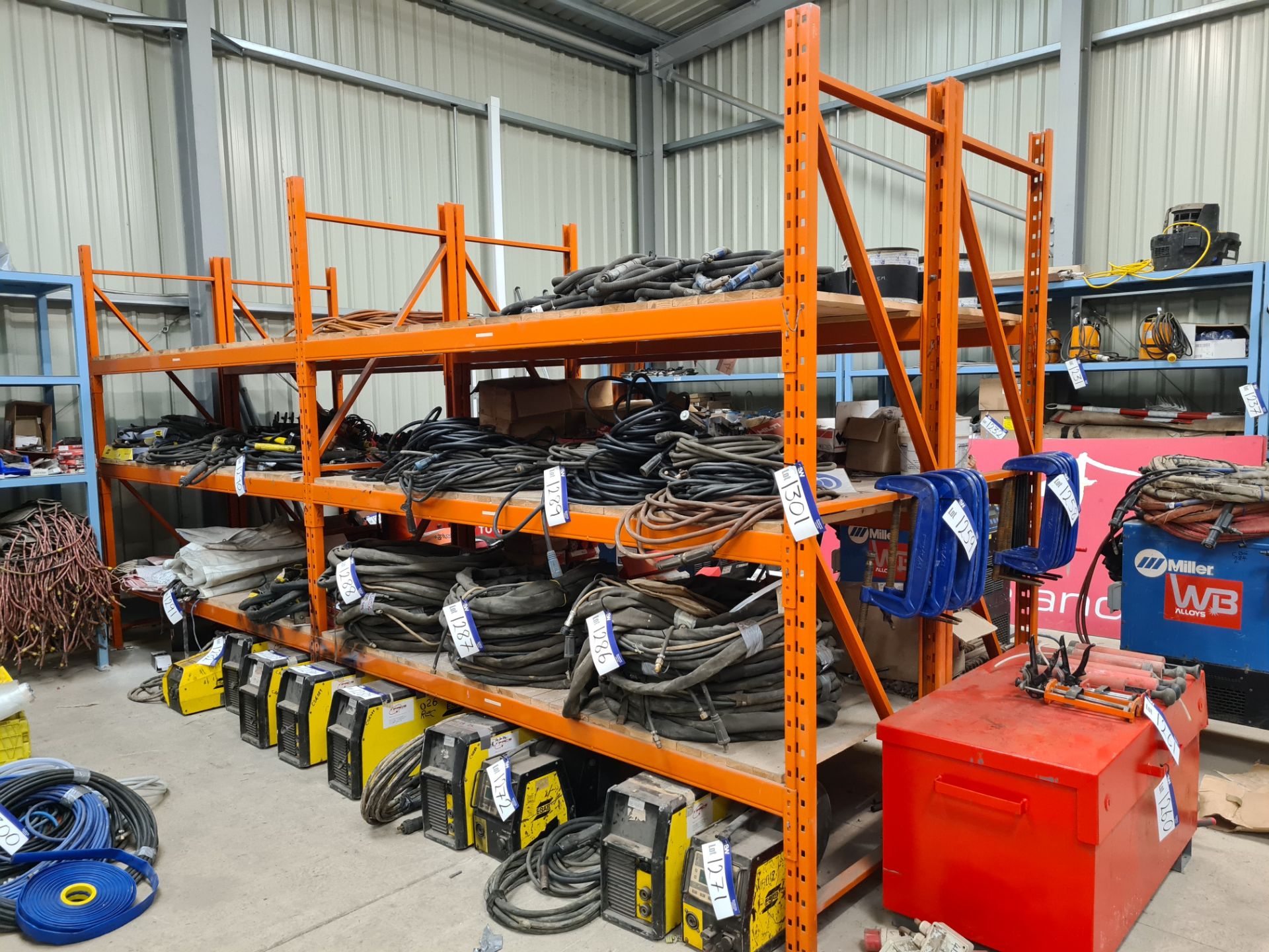 Four Bays Three Tier Boltless Metal Racking, each bay approx. 2.7m x 0.9m x 2.7m (reserve removal