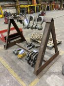 Steel Lifting Equipment Stand, approx. 2m wide, with D-shacklesPlease read the following important