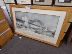 Framed Black & White Print of Sydney Harbour Bridge (Cyril A Farey, Graham R Dawbarn), 1924Please