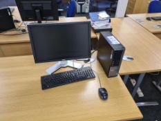 Two Dell OptiPlex 3020 Desktop Personal Computers (hard disk removed or wiped), with two monitors,