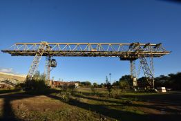 NB Wild 20 T SWL RAIL MOUNTED TWIN GIRDER OVERHEAD GANTRY CRANE, approx. 29m long on rails,