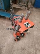 Hackett WH-C4 Chain Hoist, year of manufacture 2019, SWL 1 ton, with Hackett WH-PT push trolley,