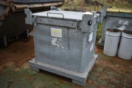 Three Bauer Sudlohn Galvanised Steel Paint Storage Crates, with fitted fork lift truck channels