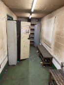 Contents of Changing Room, including single door personnel lockers, double door cabinet, timber