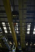 Morris Twin Girder 10 ton SWL Overhead Travelling Crane, with carriage and hoist, approx. 25m