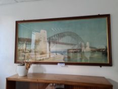 Framed Water Colour Print of Sydney Harbour Bridge (Cyril A Farcy, Graham R Dawbarn) (1924)Please