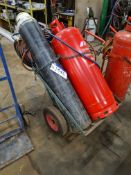 Three Wheel Gas Bottle Trolley, with welding torch and cable (gas bottled excluded)Please read the