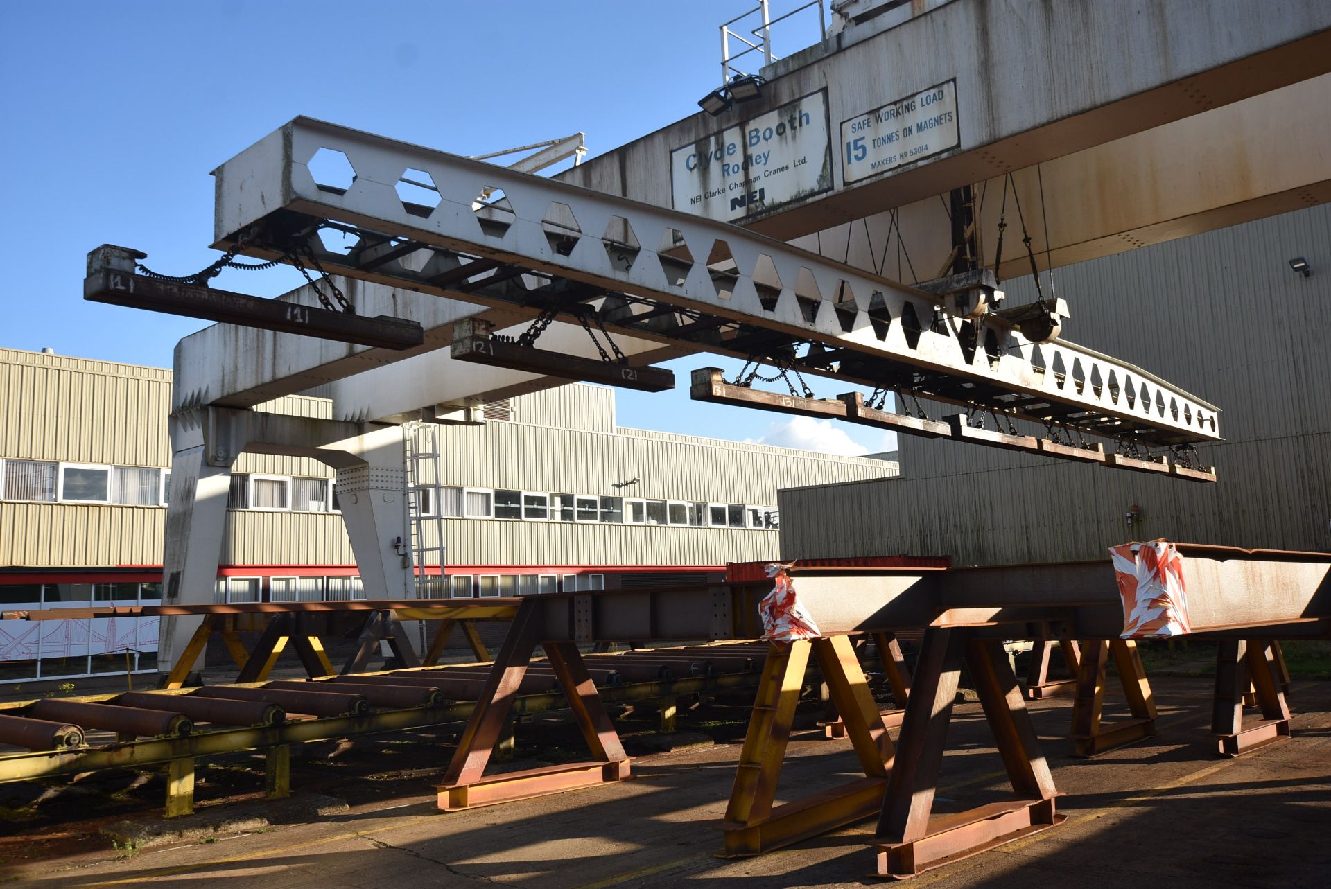 NEI 15 ton SWL TWIN GIRDER OVERHEAD GANTRY CRANE, - Image 5 of 7