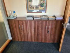 Dark Oak Veneered Curved L Shaped Desk, with dark oak veneered three drawer and two drawer