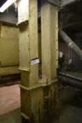 Belt & Bucket Elevator, approx. 290mm wide on leg section, approx. 7.5m centres high overall, with