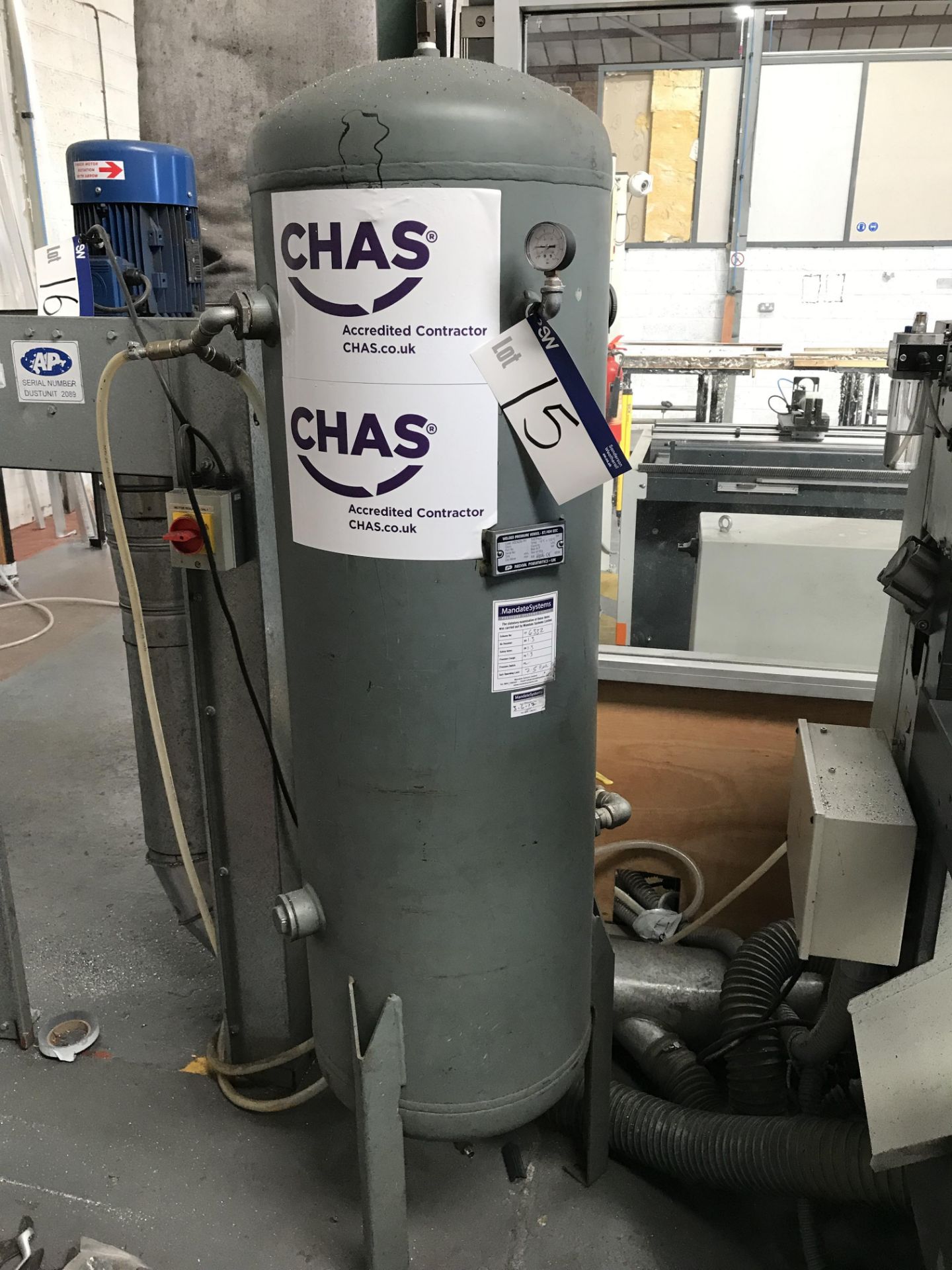 Rednal Pneumatics Vertical Steel Air Receiver, 250 litre, year of manufacture 2004Please read the