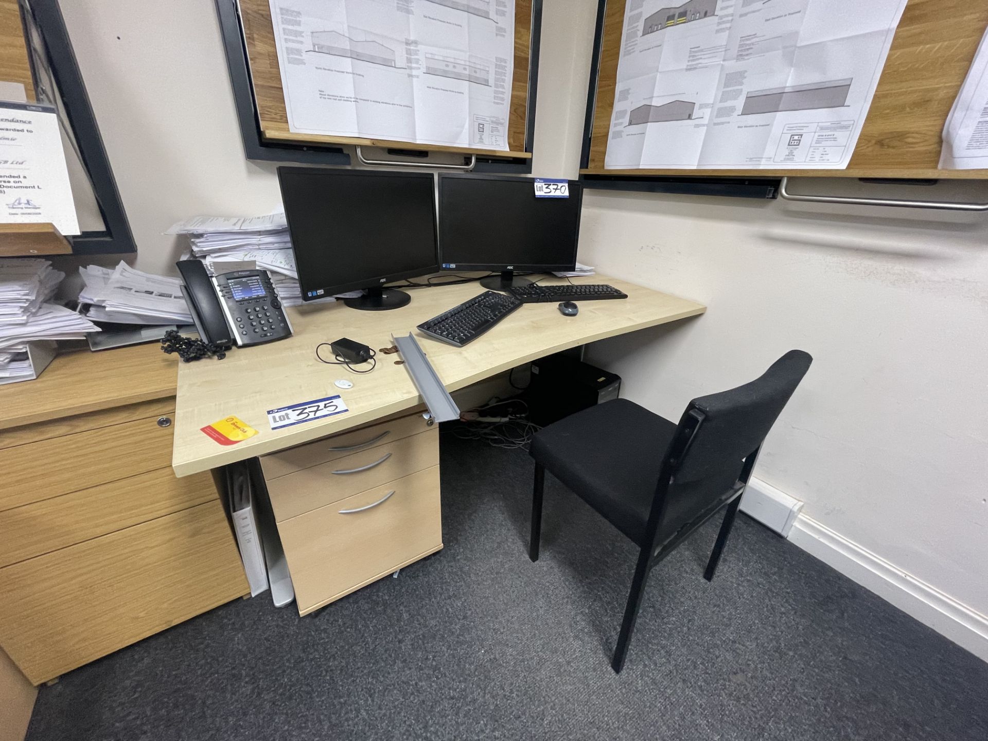 Light Oak Veneered Cantilever Framed Desk, with desk pedestal and fabric upholstered stand - Image 2 of 2