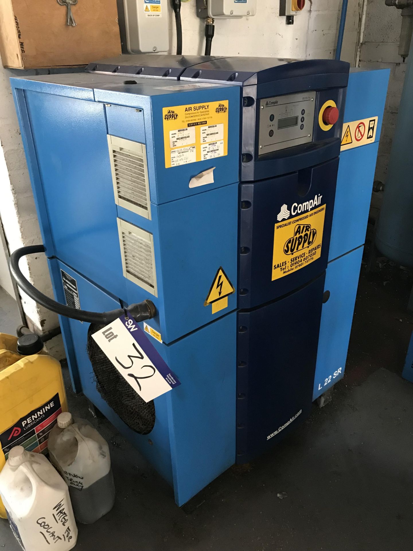 Compair L22 SR-7.5A Rotary Screw Air Compressor, serial no. 100016086/0001, year of manufacture