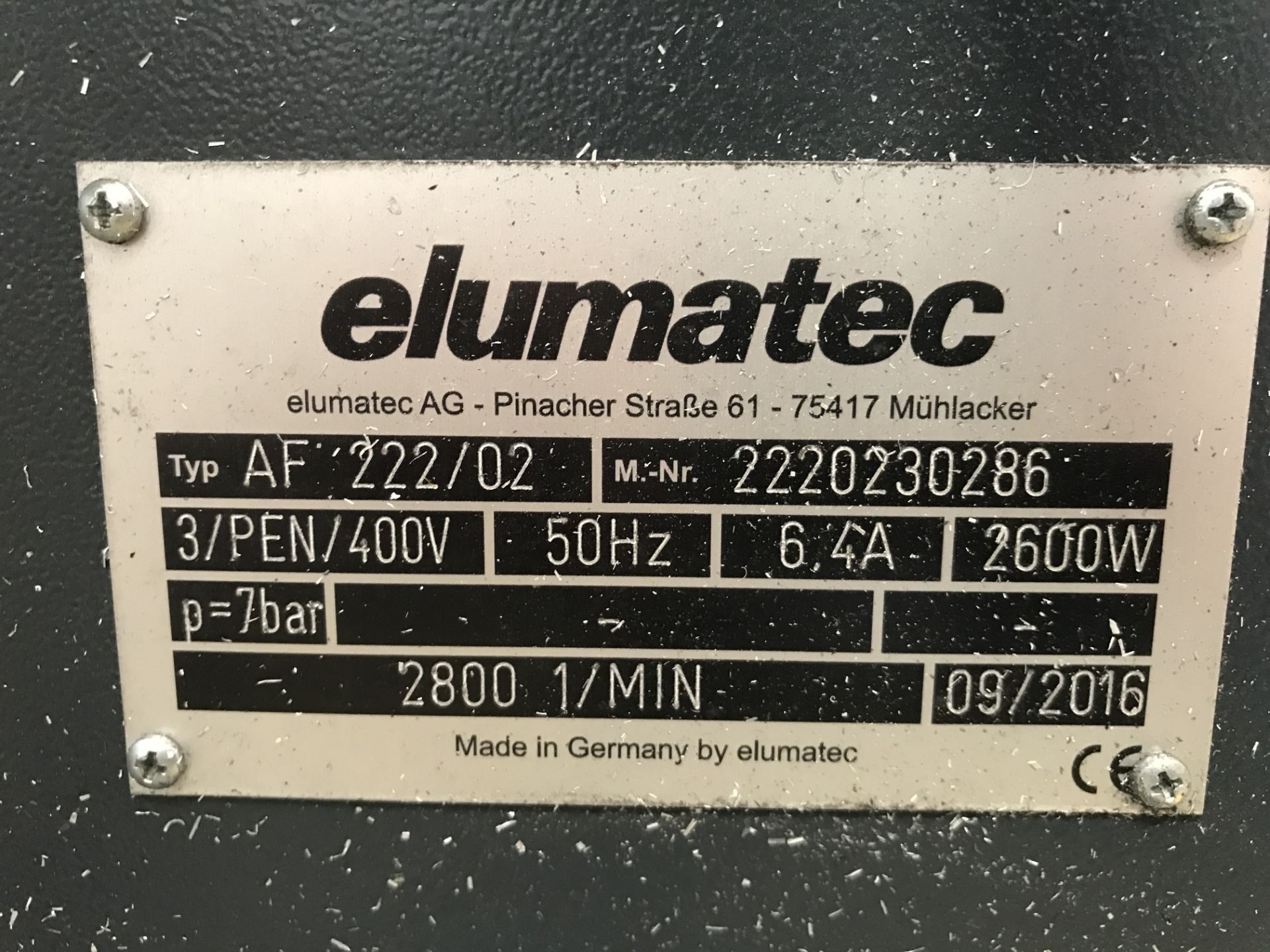 Elumatec AF222/02 End Milling Machine, machine no. 2220230286, year of manufacture 2016Please read - Image 2 of 2