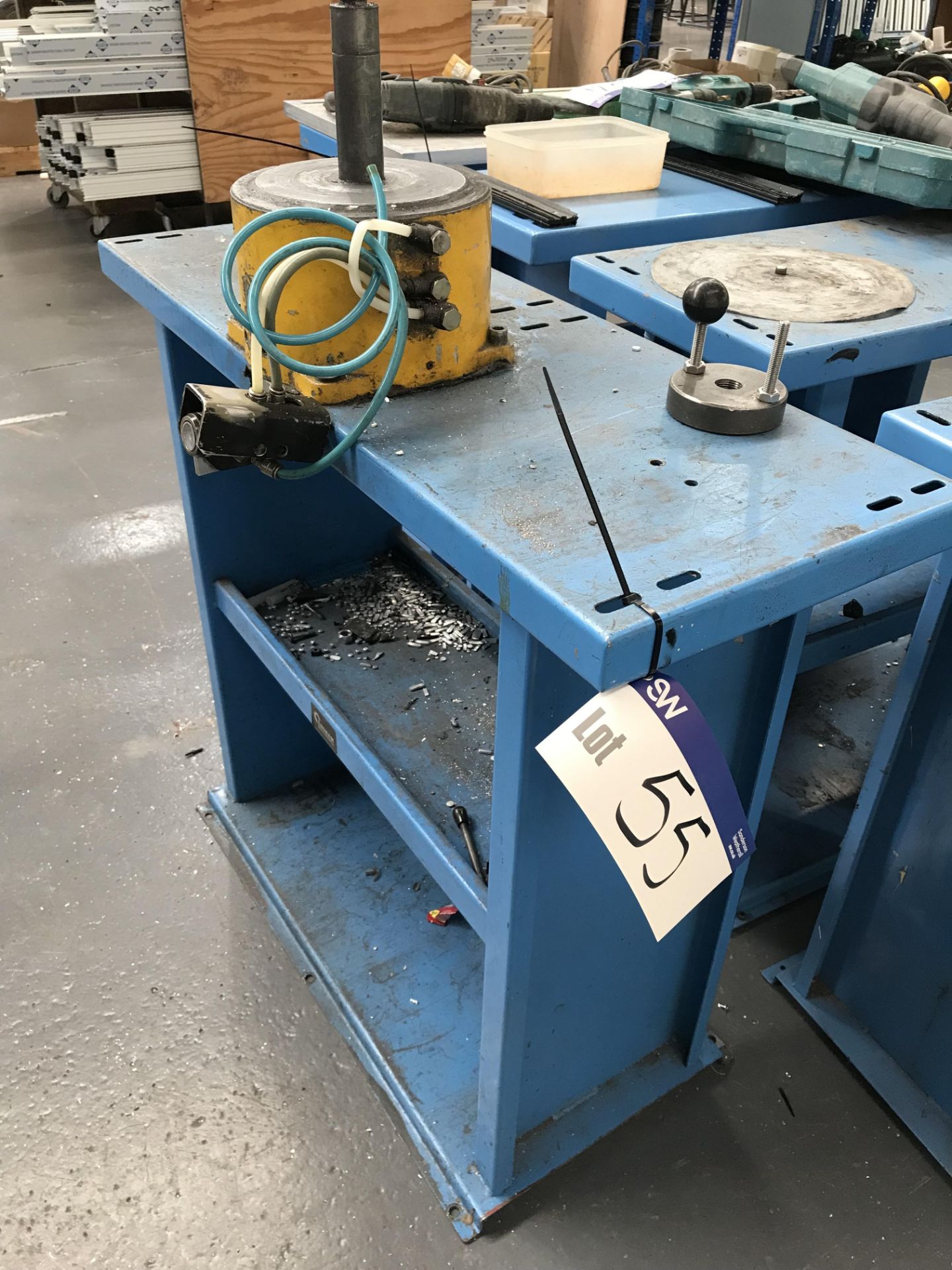 Shoham Metal Punch Tool Stand, fitted with Mecan’outil type 393300 pneumatic mechanism, serial no.