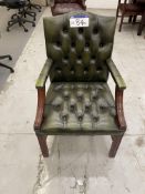 Green Leather Upholstered Chesterfield Type ArmchairPlease read the following important notes:- ***