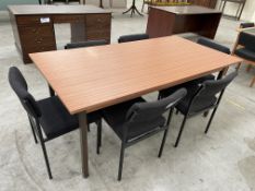 Meeting Table, approx. 1.78m x 920mm, with six steel framed fabric upholstered stand chairsPlease