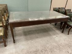 Glazed Top Meeting Table, approx. 2.12m x 1060mm. inlaid and with glass topPlease read the following