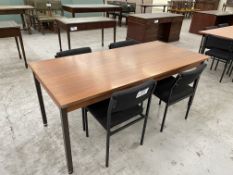 Meeting Table, approx. 1.78m x 825mm, with four steel framed charcoal fabric upholstered stand