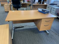 Beech Effect Cantilever Pedestal Desk, 1.4m x 0.8m Please read the following important notes:- All