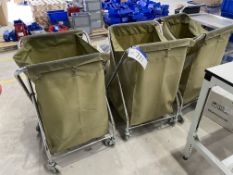 Three Steel Framed Mobile Fabric Upholstered TrolleysPlease read the following important notes:- All