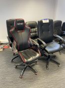 Four Leather Effect Swivel Office Chairs Please read the following important notes:- All lots must