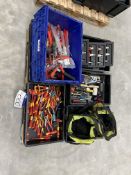 Assorted Hand Tools, including hammers, snips, screw drivers, carry bags and plastic traysPlease