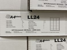 Quantity of A4 Labels, as set out on palletPlease read the following important notes:- All lots must