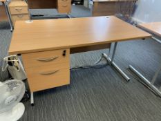 Beech Effect Cantilever Pedestal Desk, 1.4m x 0.8m Please read the following important notes:- All