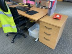 Beech Effect Cantilever Desk, 1.2m x 0.8m, with three drawer pedestalPlease read the following