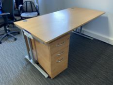 Beech Effect Cantilever Desk ,1.6m x 0.8m, with three drawer pedestal Please read the following