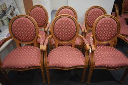 Six Fabric Upholstered Wood Framed Armchairs (note