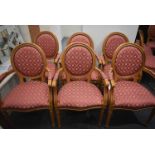 Six Fabric Upholstered Wood Framed Armchairs (note