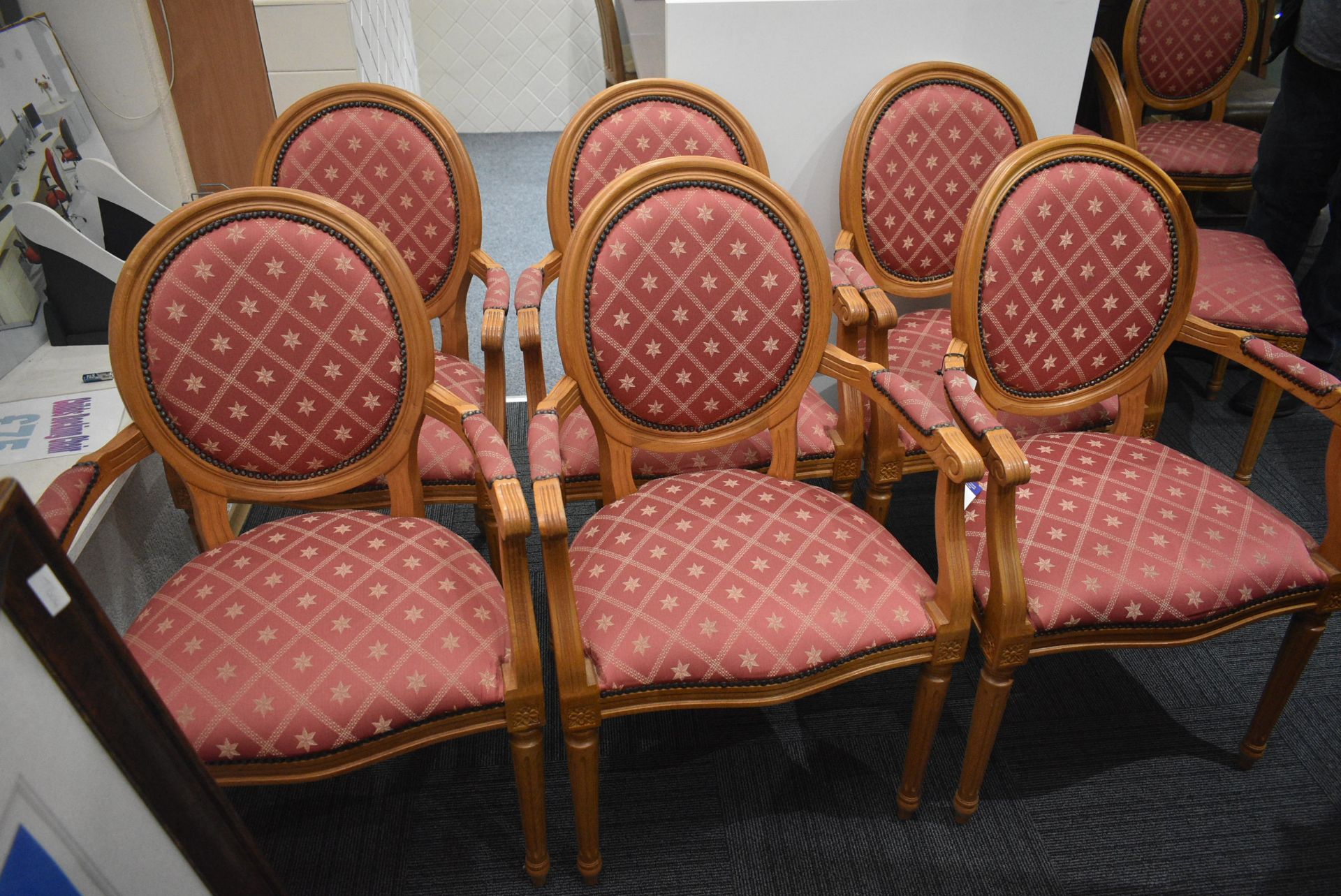 Six Fabric Upholstered Wood Framed Armchairs (note - Image 2 of 2