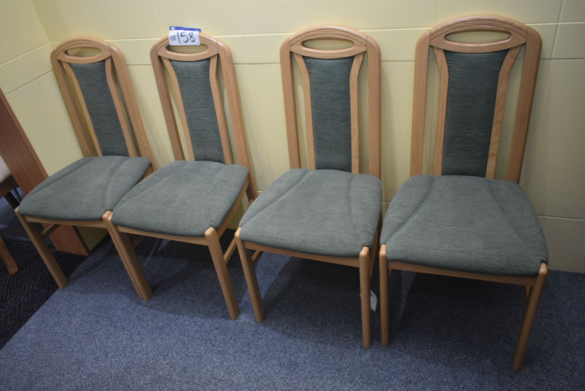 Four Wood Framed Fabric Upholstered Stand Chairs ( - Image 3 of 3