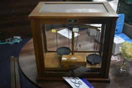 George & Becker Nivoc Wood Framed Laboratory Scale